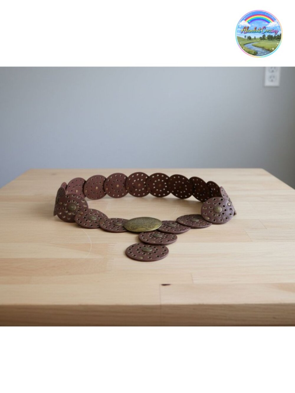 Wide Disc Belt Women Vintage Hollow Boho Faux Leather Adjustable Waist Chain